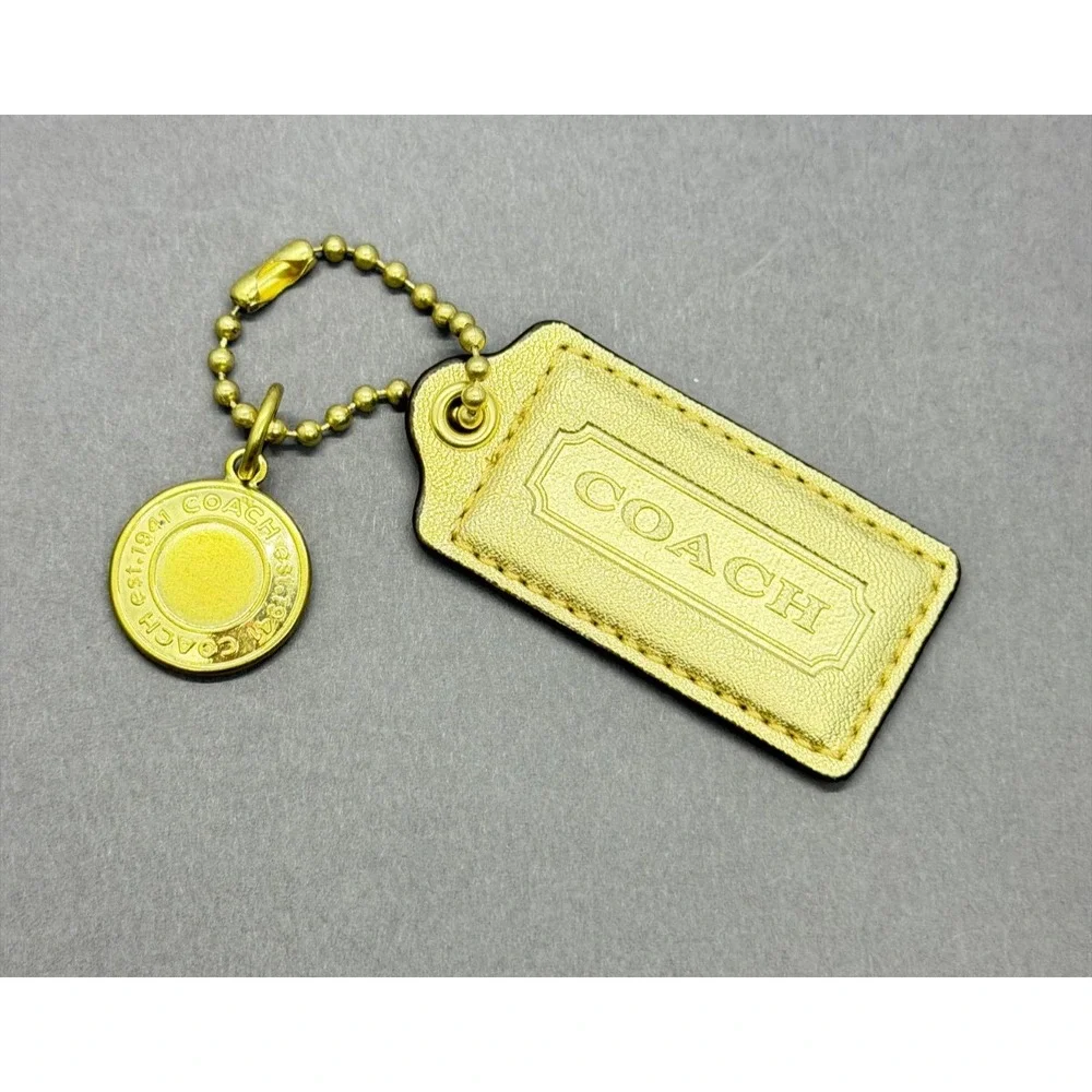 Coach Lot of 2 Hand Tags Metallic Leather Coin Logo